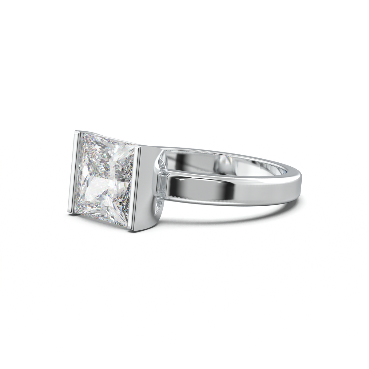 Princess Half-Bezel Engagement Ring