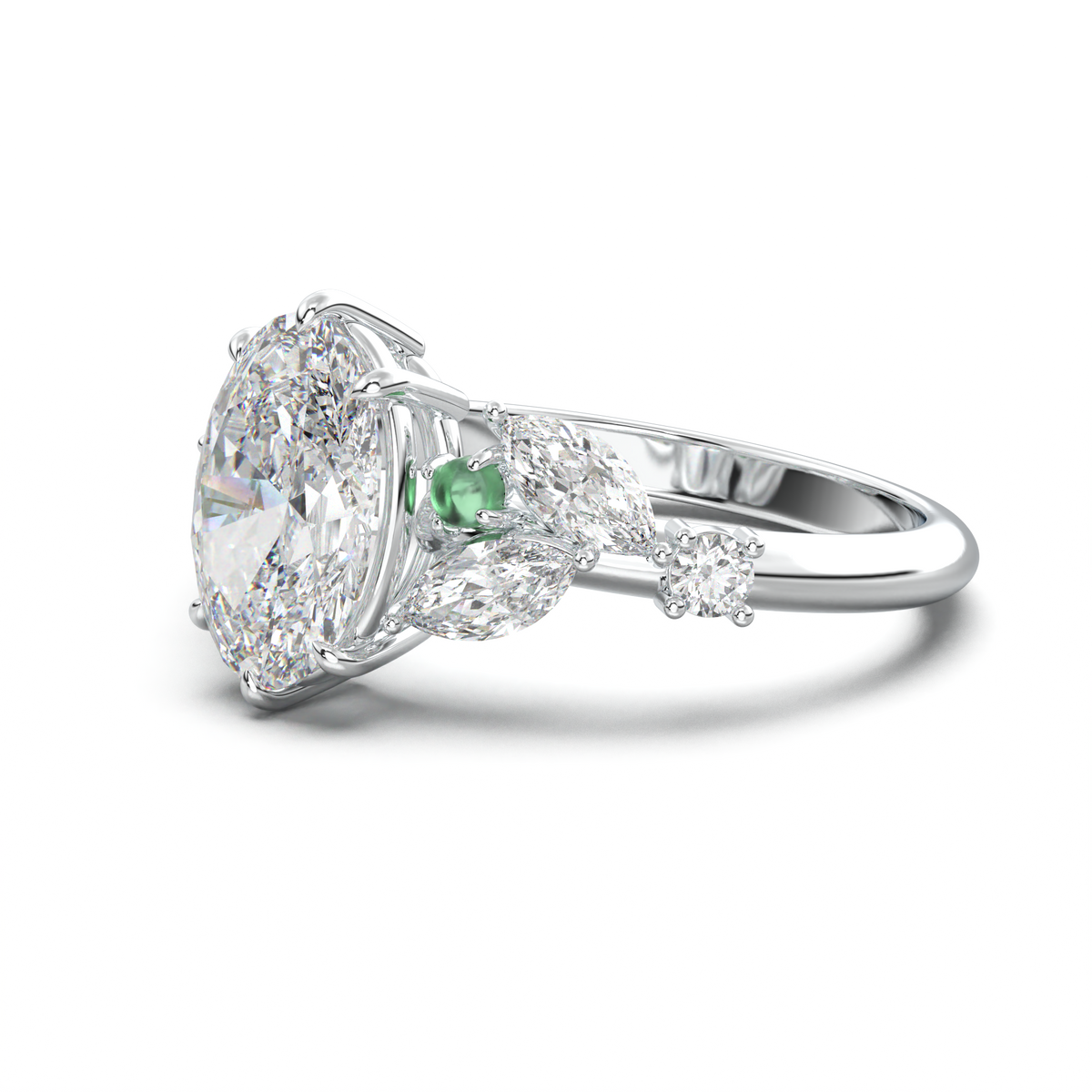 Oval Marquise-Accent Engagement Ring