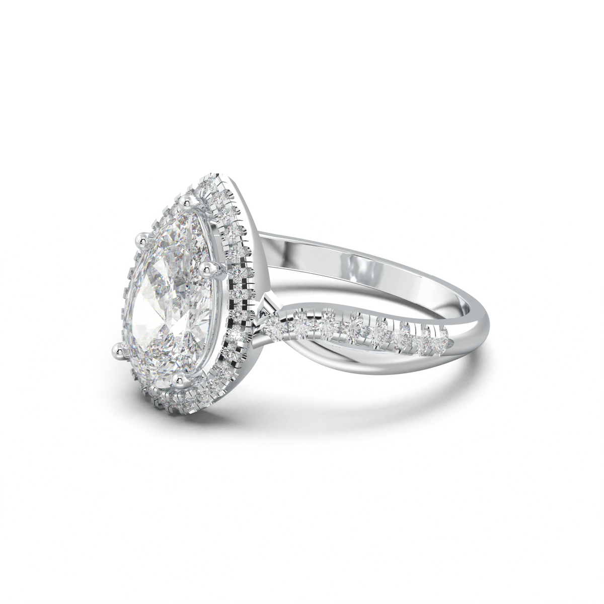 Pear Halo Twisted Pavé Engagement Ring