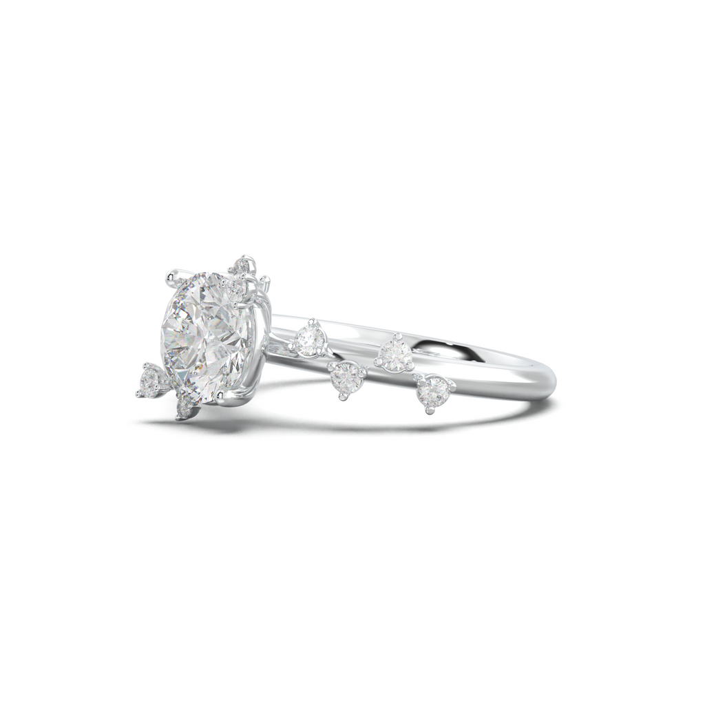 Round Botanical Accent Engagement Ring