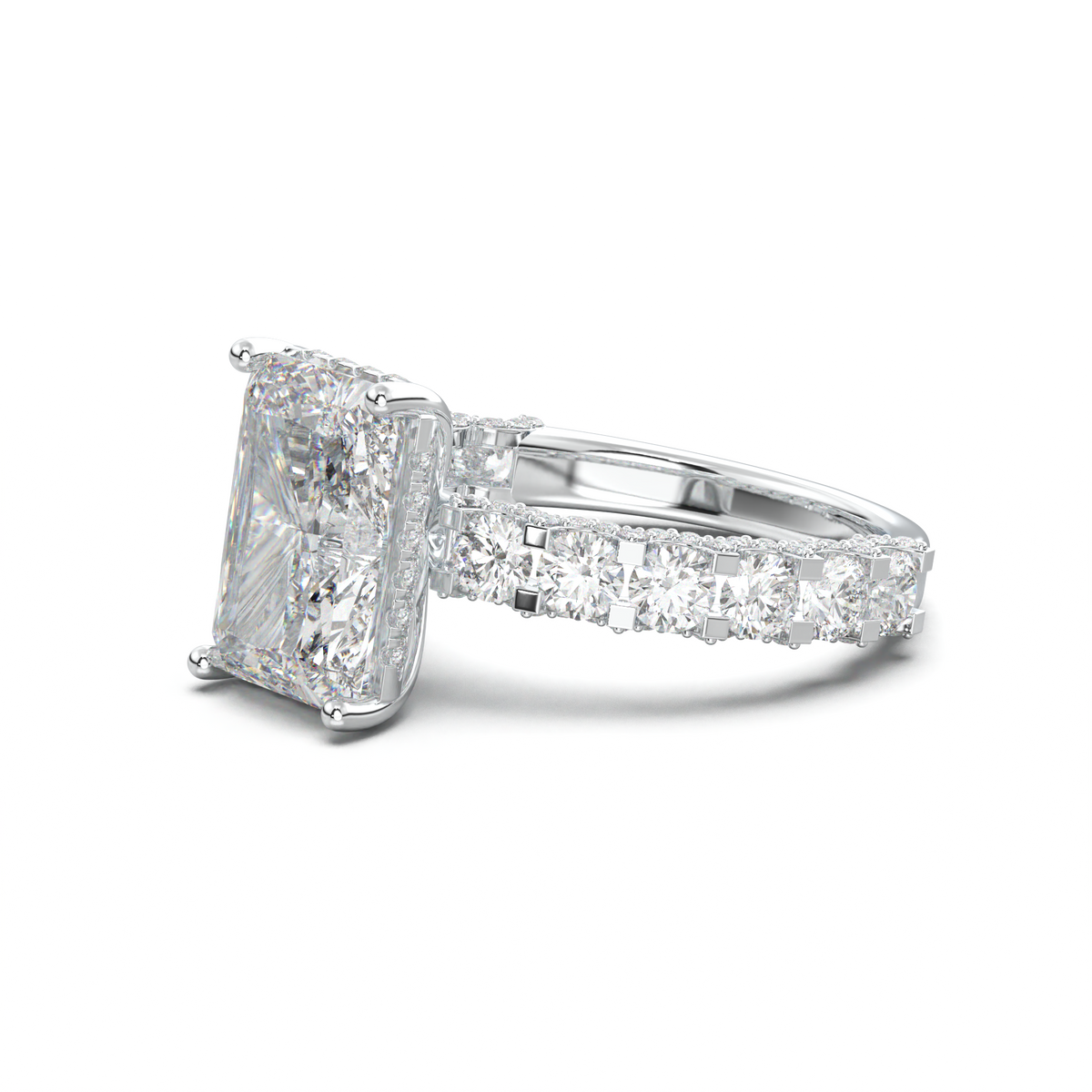 Radiant Diamond Band Engagement Ring