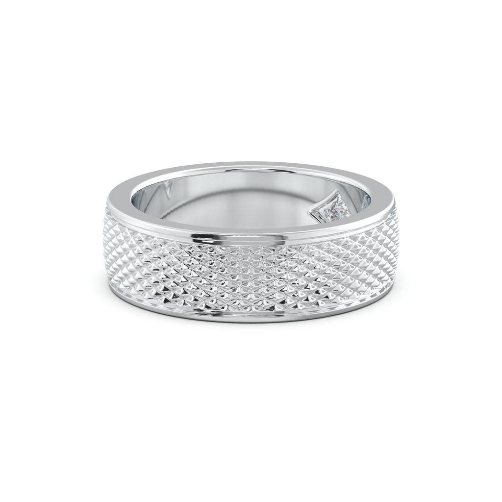 Diamond-Cut Textured Men's Wedding Band