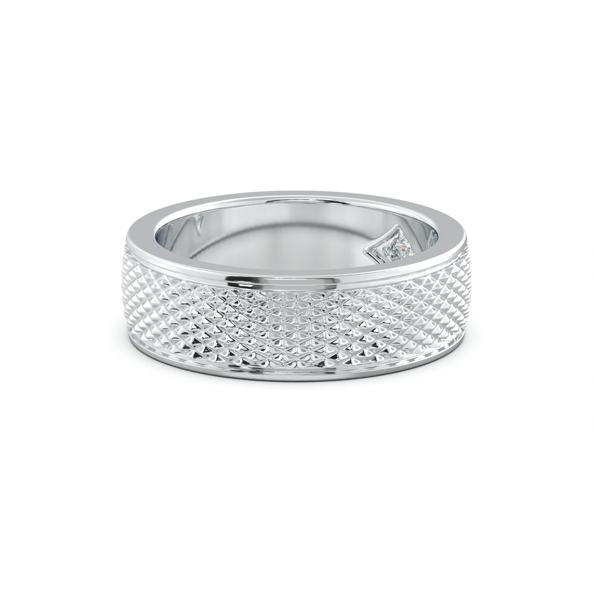 Diamond-Cut Textured Men's Wedding Band