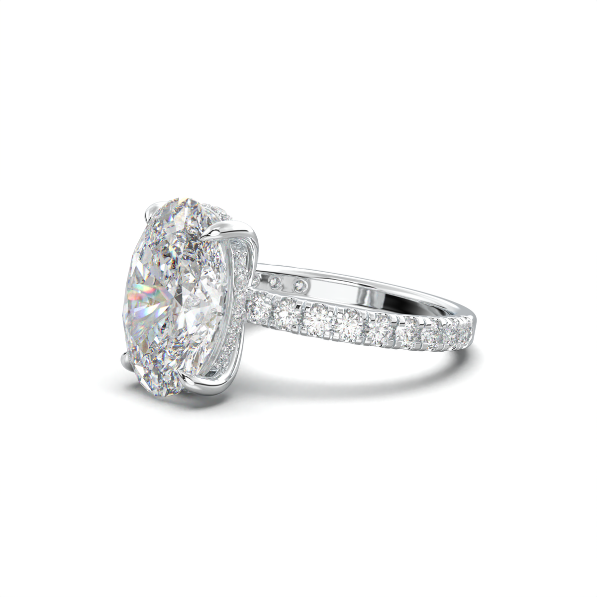 Oval Pavé Hidden Halo Engagement Ring