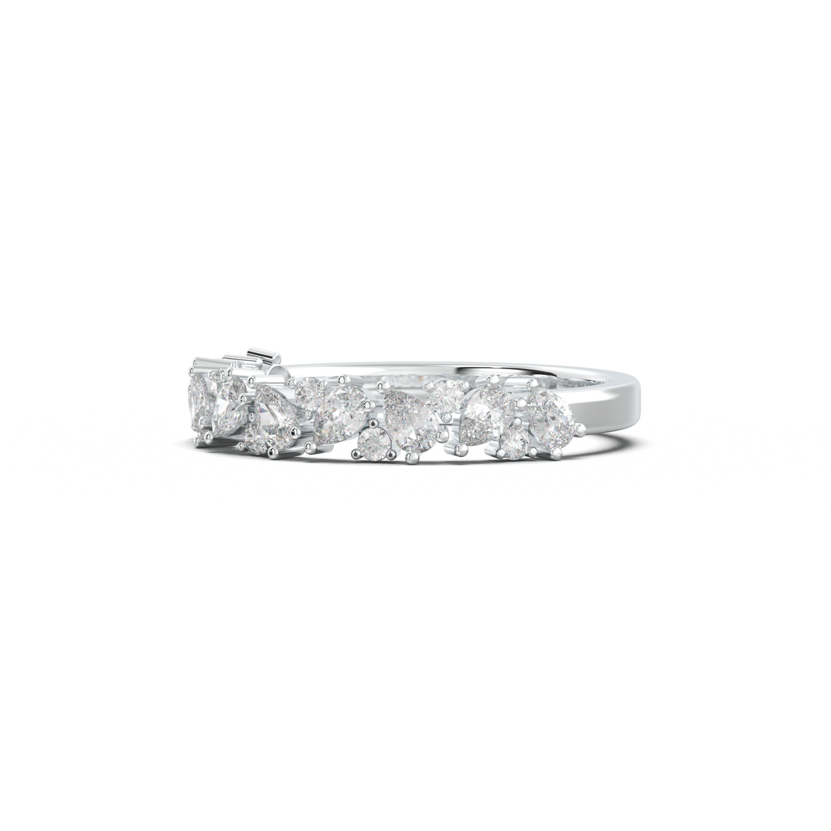 Alternating Pear & Round Half-Eternity Wedding Band