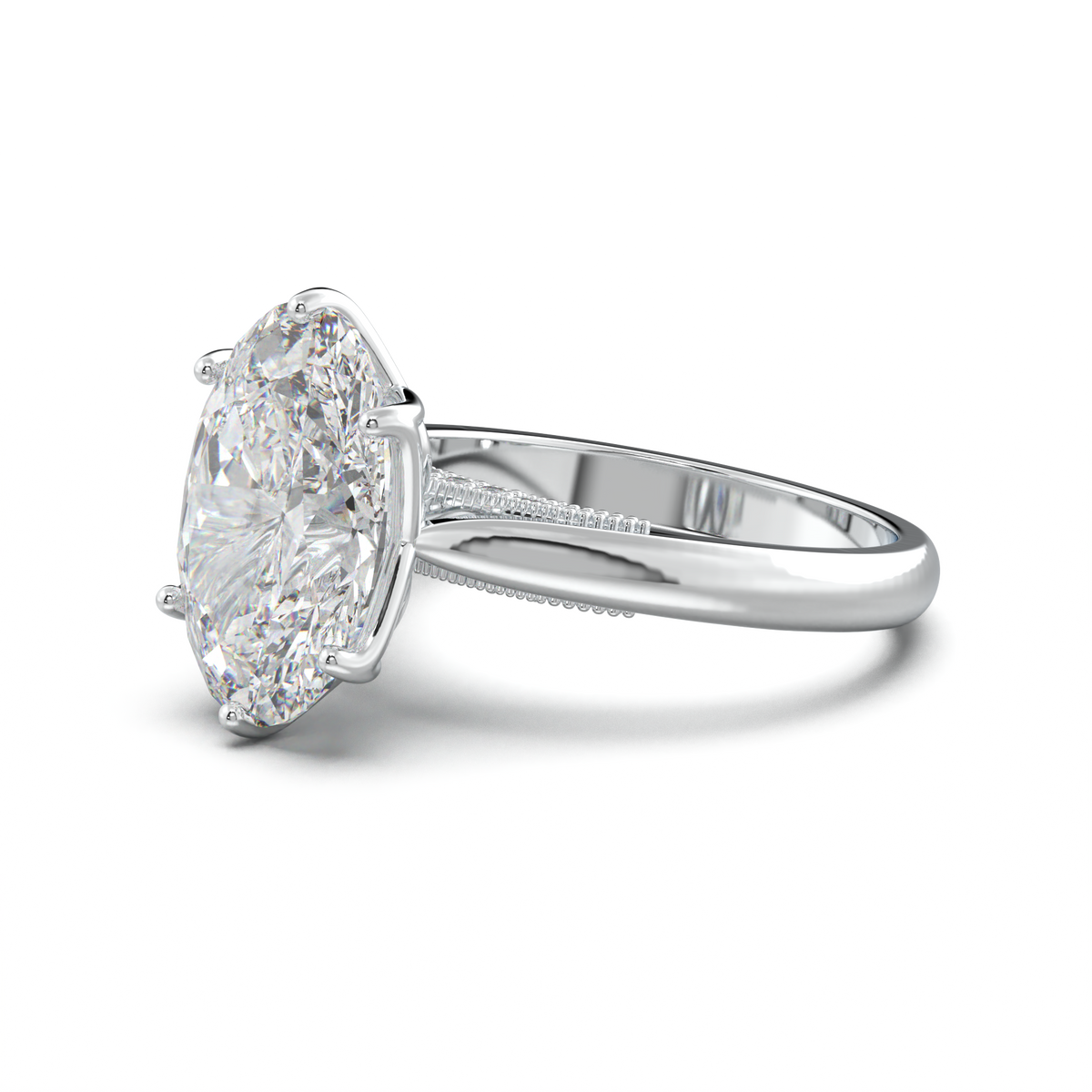 Oval Tulip Setting Hidden bridge Halo Engagement Ring