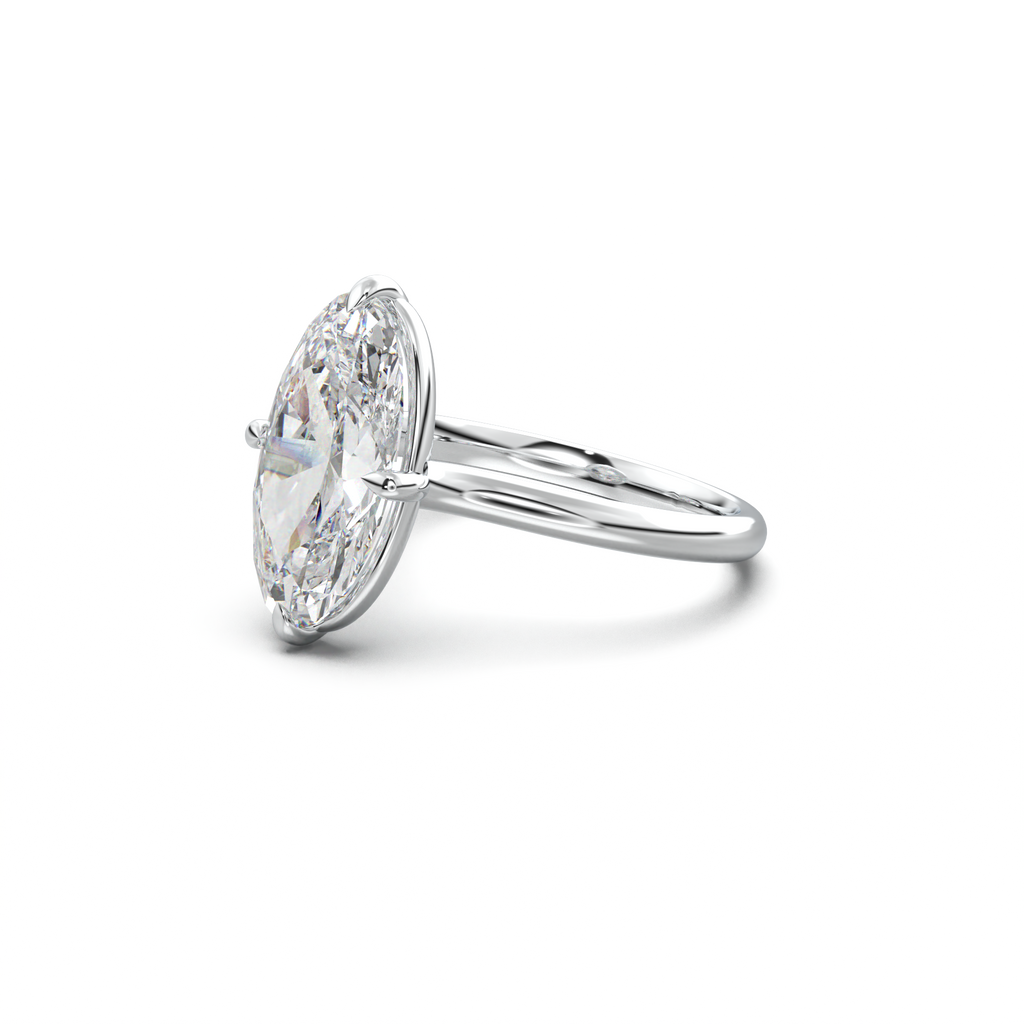 Elongated Moval Solitaire Engagement Ring