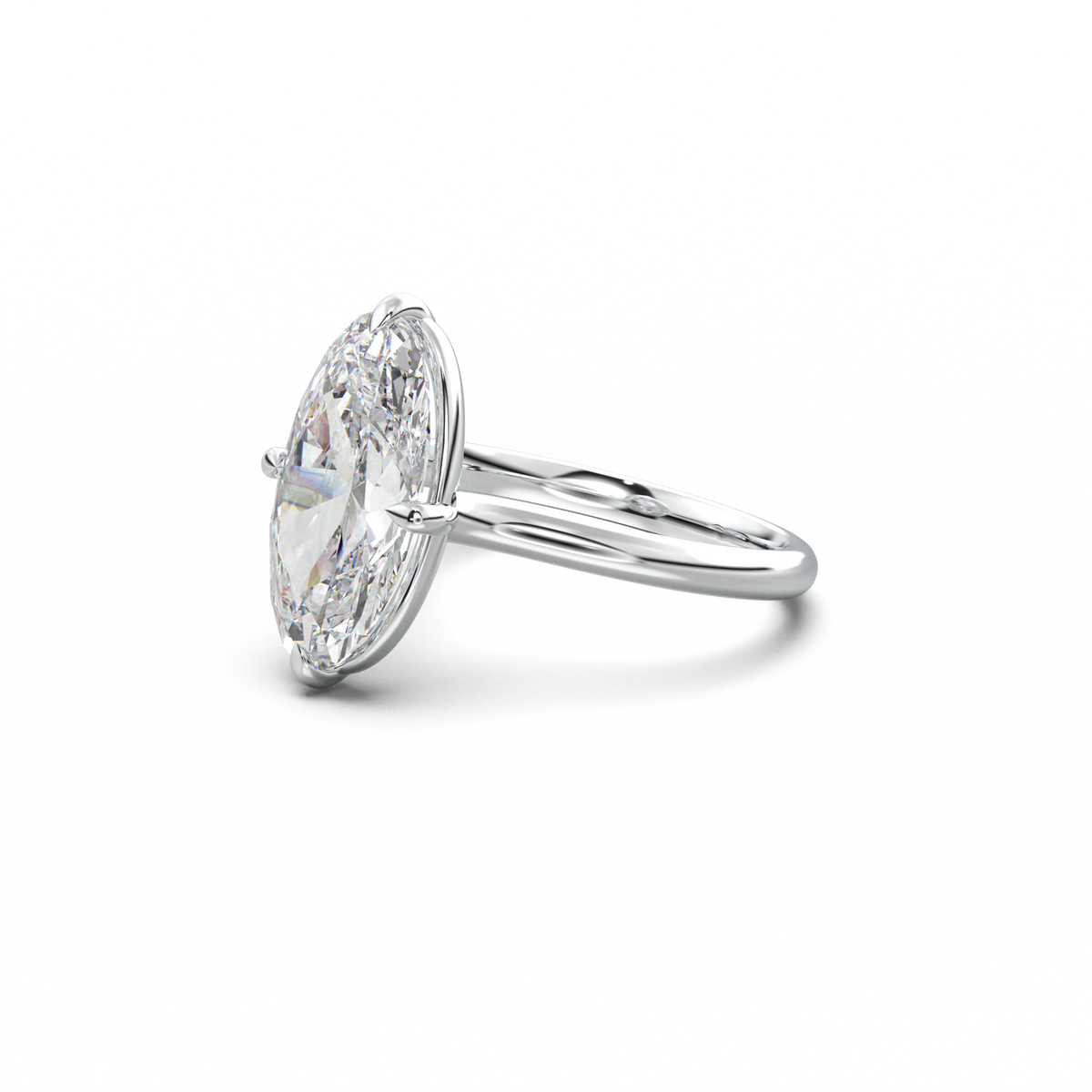 Elongated Moval Solitaire Engagement Ring