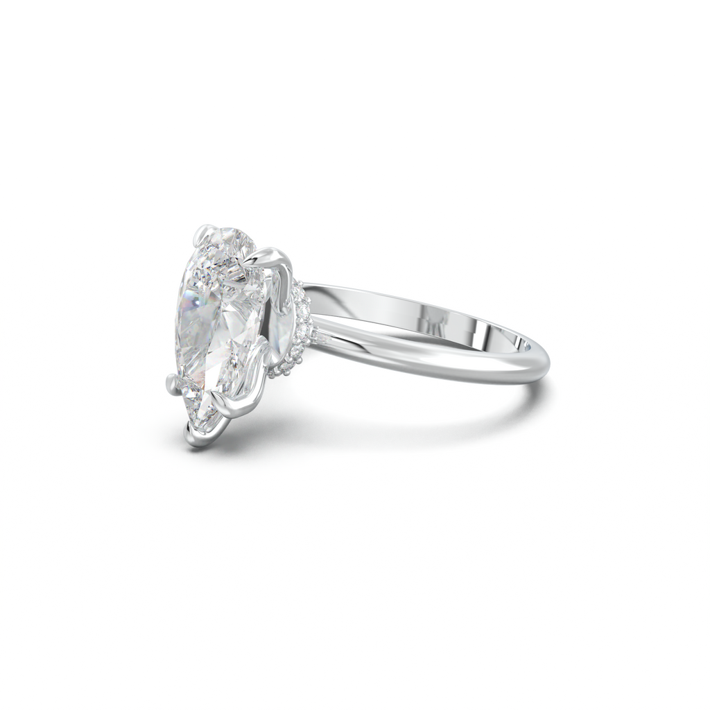 Pear Hidden Halo Engagement Ring