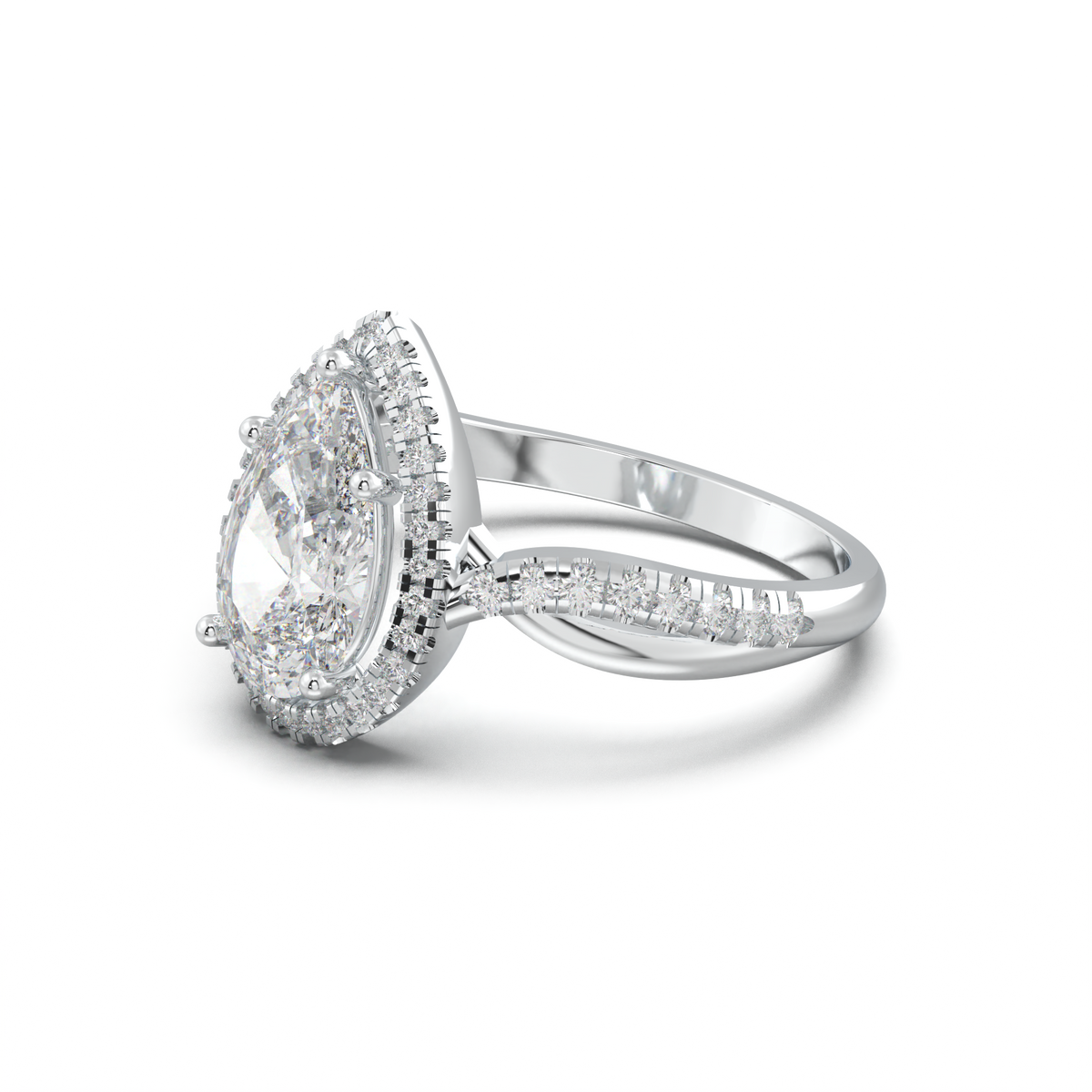 Pear Halo Twisted Pavé Engagement Ring