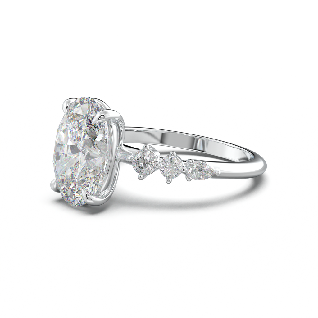 Oval Pear-Accent Engagement Ring