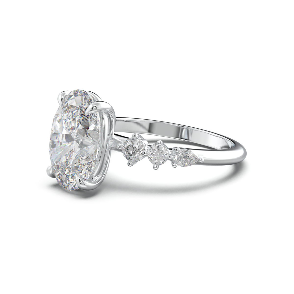 Oval Pear-Accent Engagement Ring