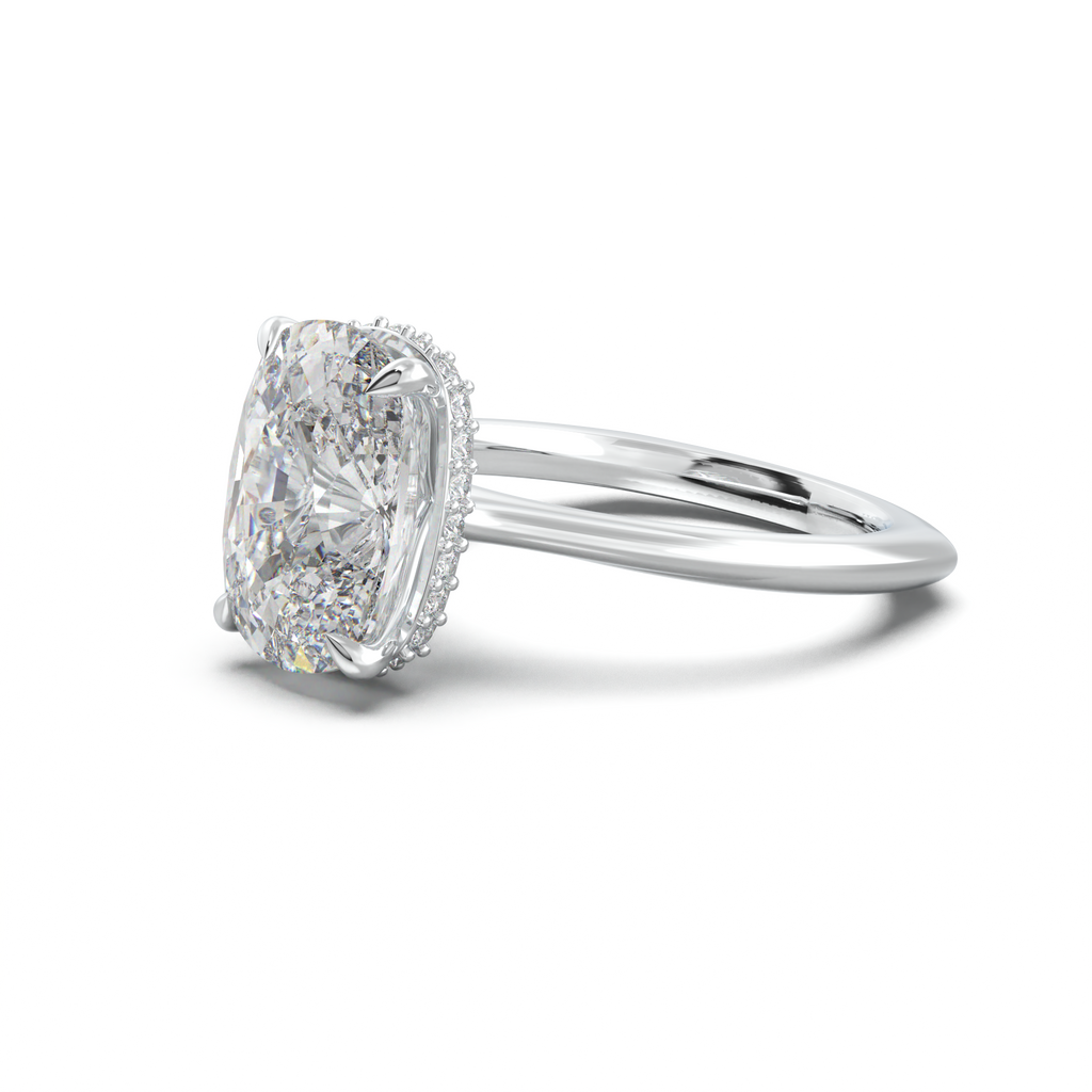 Cushion Hidden Halo Engagement Ring