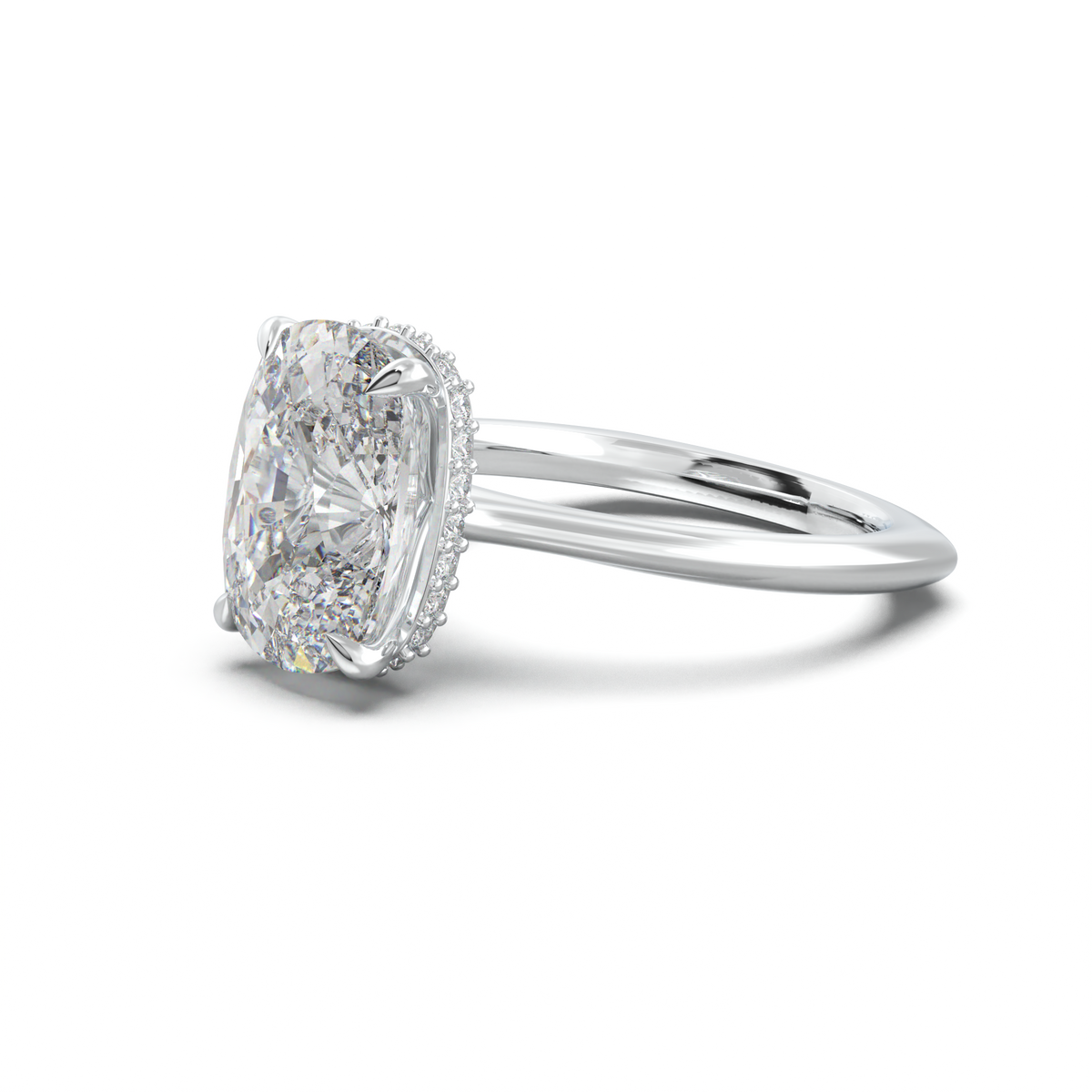 Cushion Hidden Halo Engagement Ring