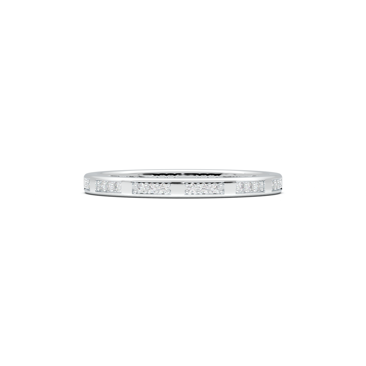 Geometric Round Diamond Wedding Band