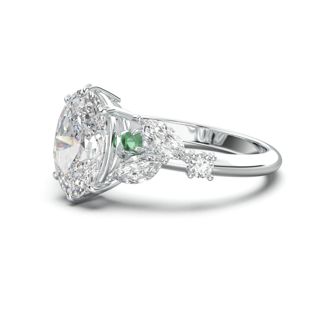 Oval Marquise-Accent Engagement Ring