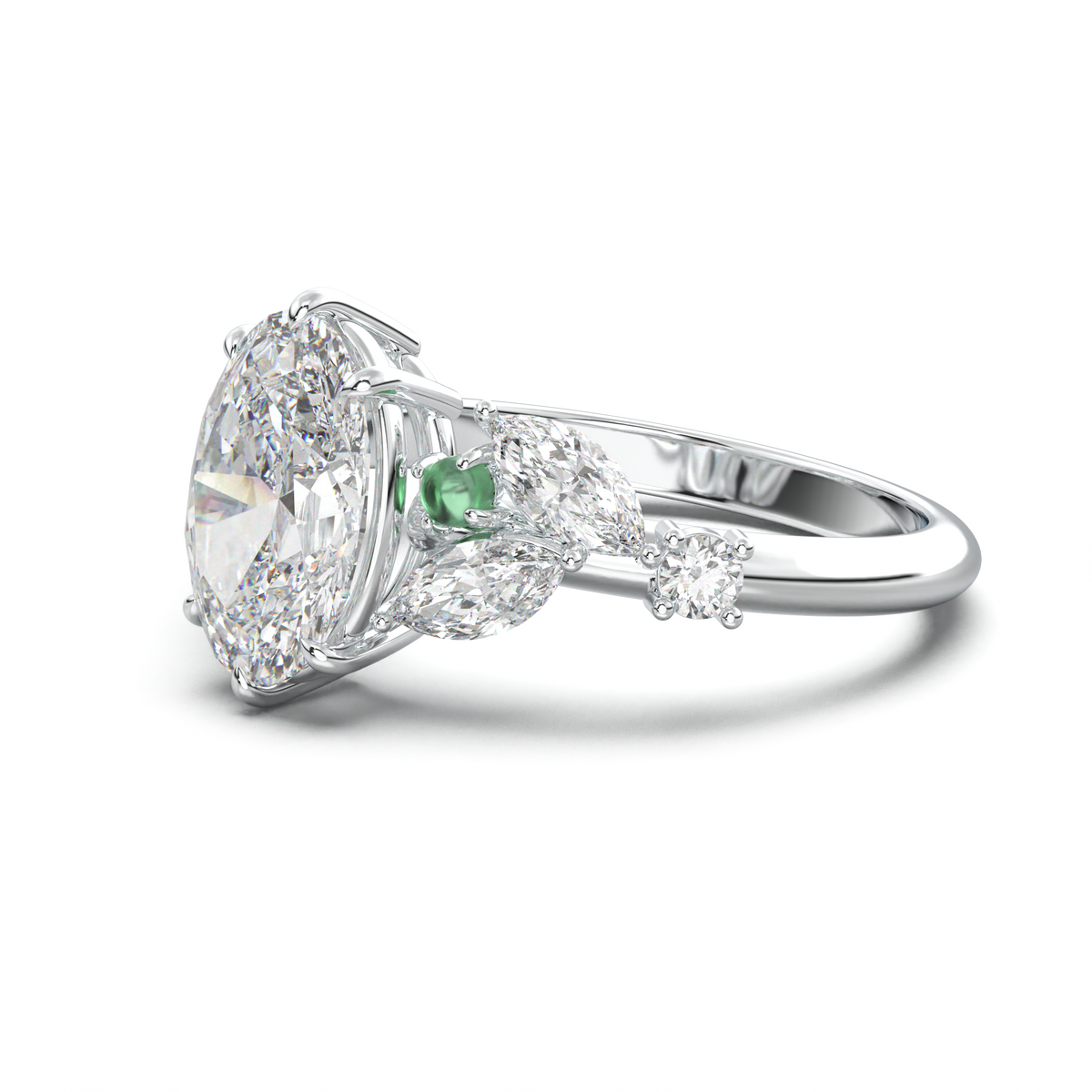 Oval Marquise-Accent Engagement Ring
