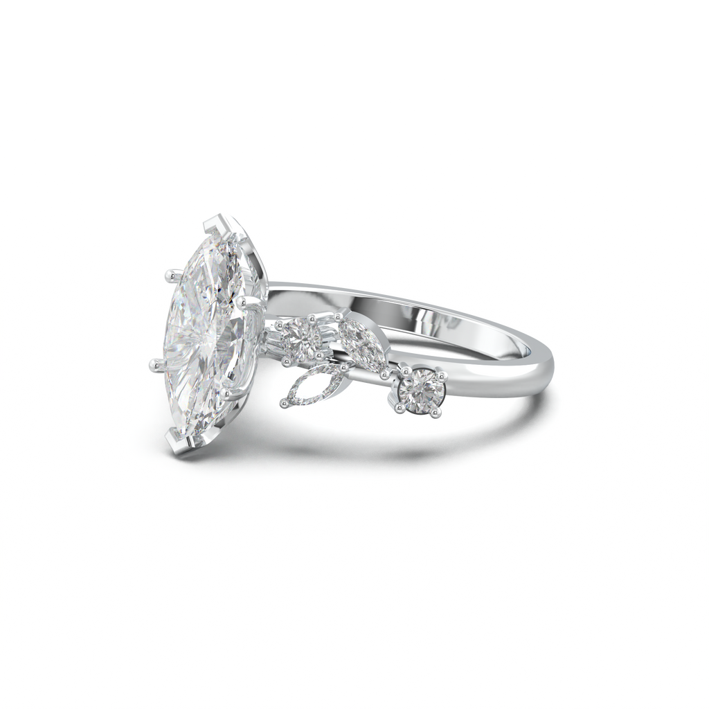 Marquise Mixed Side-Stone Engagement Ring