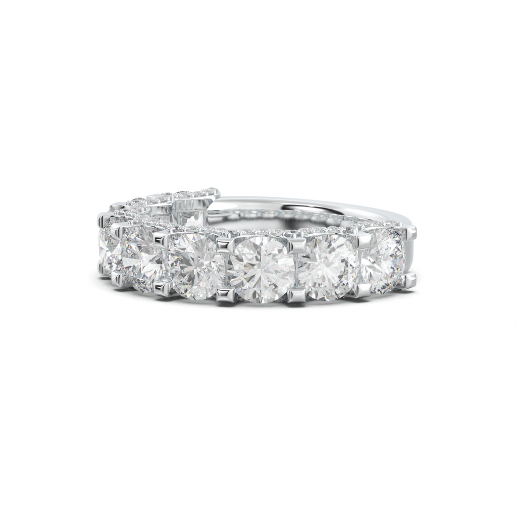 Round Diamond Pavé-Edge Wedding Band