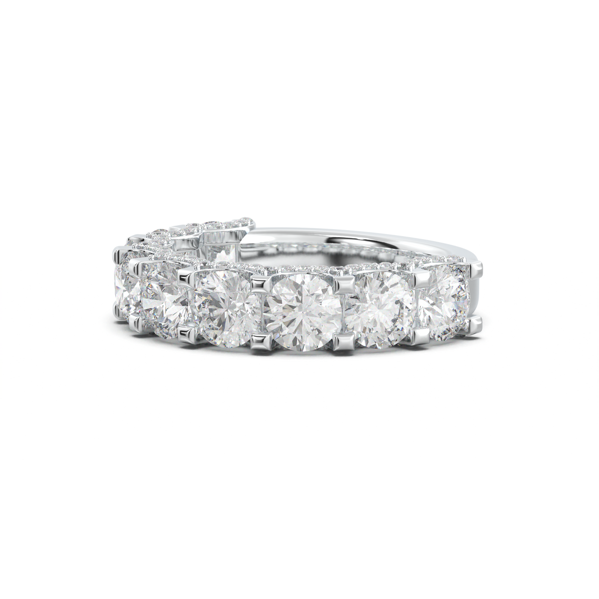 Round Diamond Pavé-Edge Wedding Band
