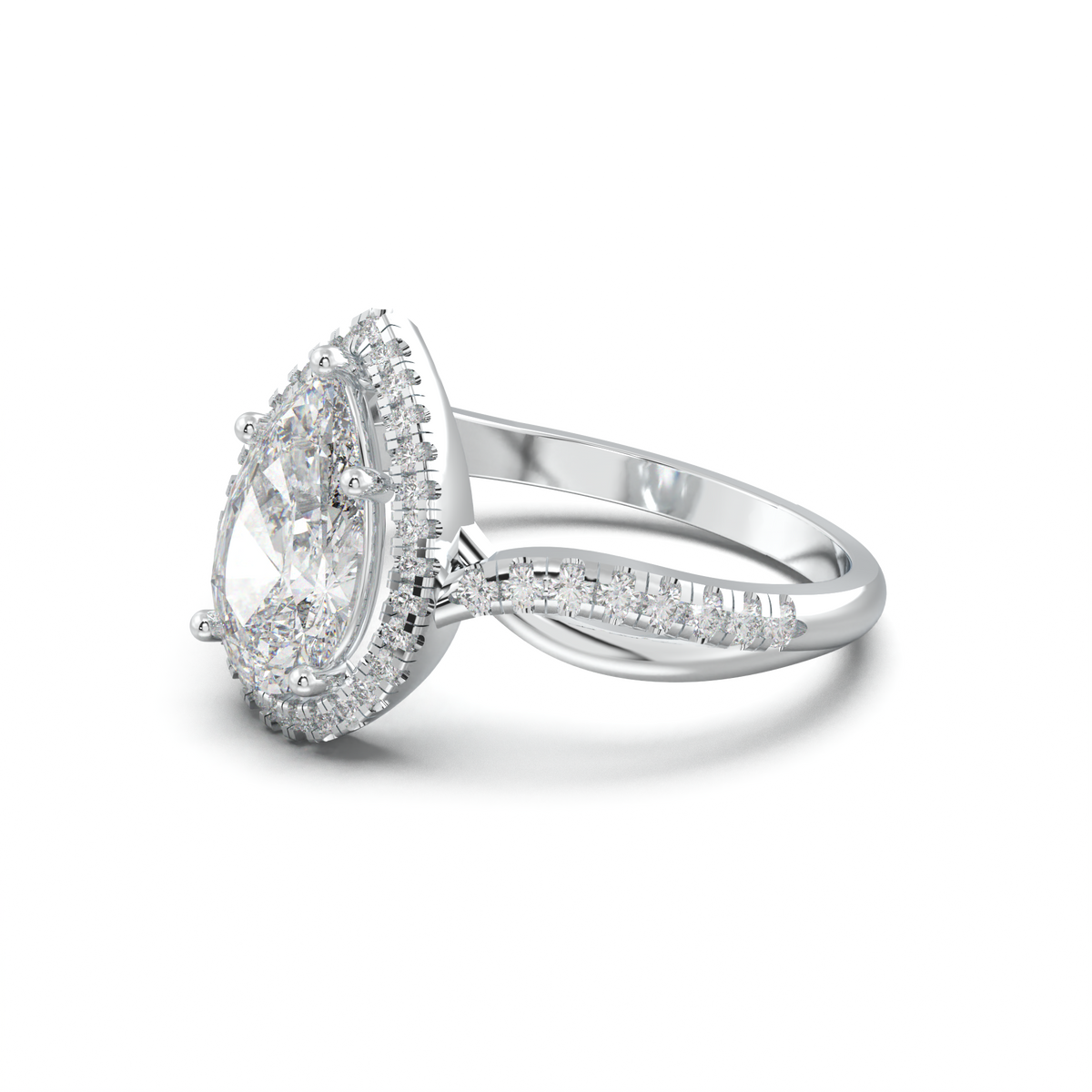 Pear Halo Twisted Pavé Engagement Ring