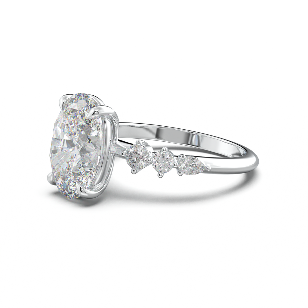 Oval Pear-Accent Engagement Ring