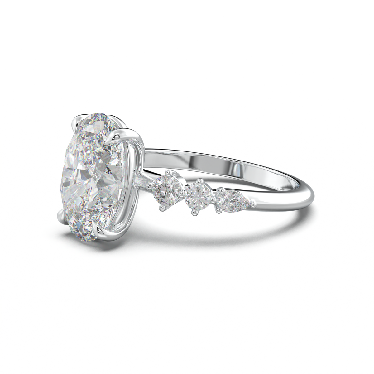 Oval Pear-Accent Engagement Ring