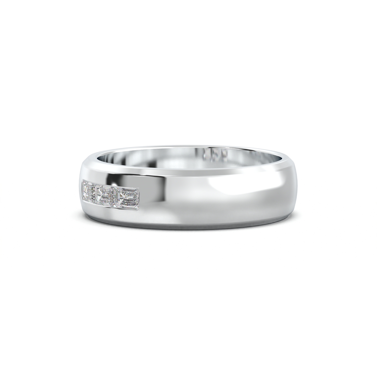 Three-Emerald Inlay Men's Band