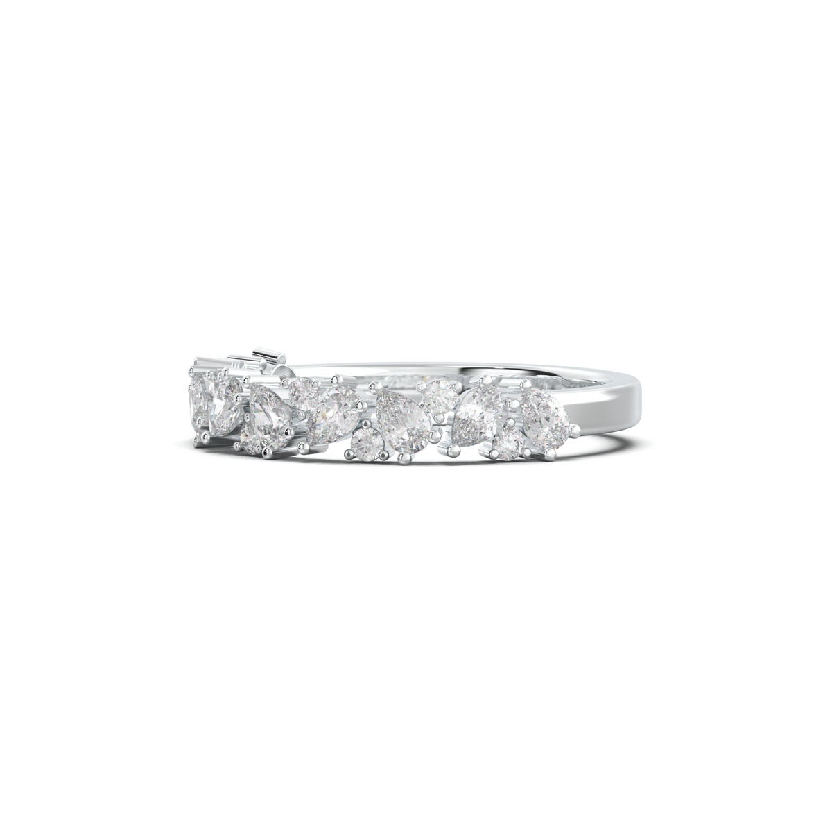 Alternating Pear & Round Half-Eternity Wedding Band