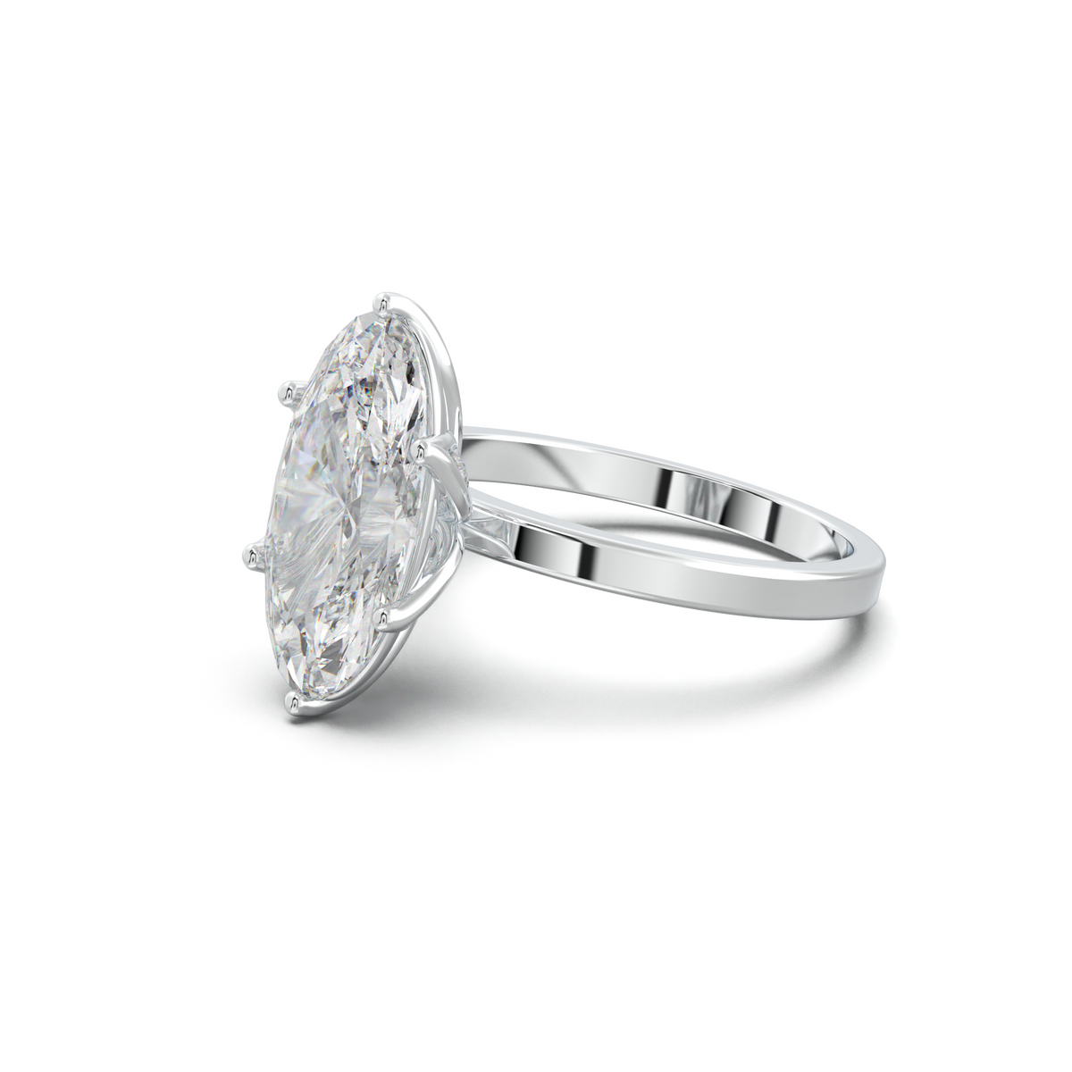 Oval Diamond-Accent Gallery Engagement Ring