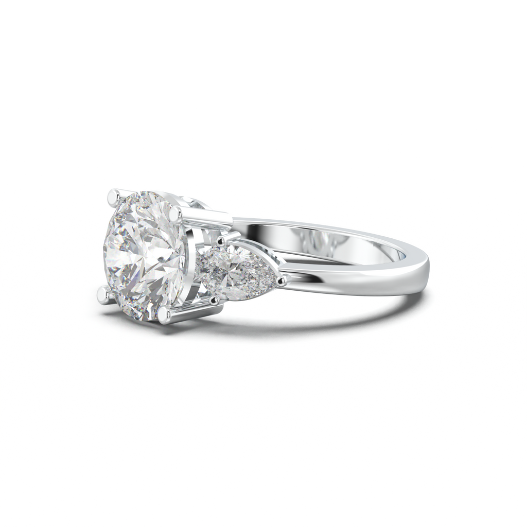Round Pear Three-Stone Engagement Ring