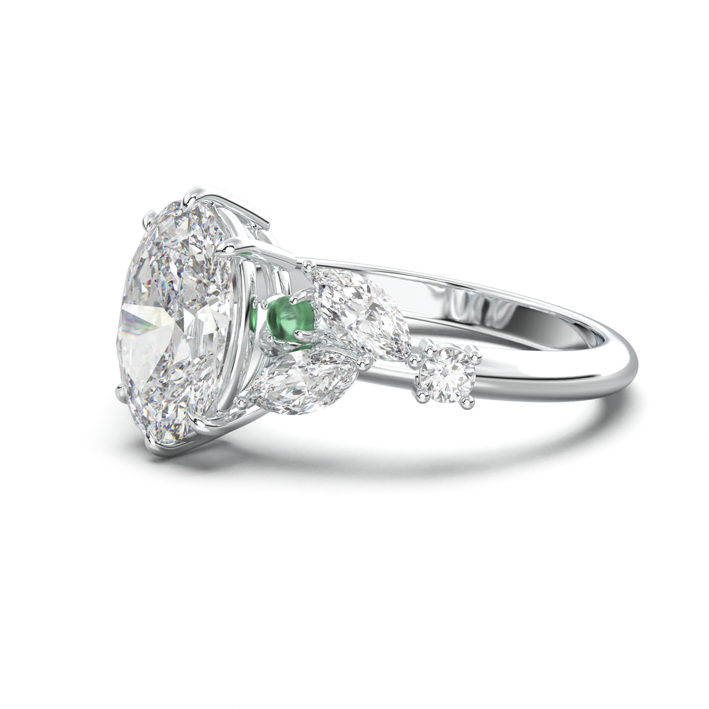 Oval Marquise-Accent Engagement Ring