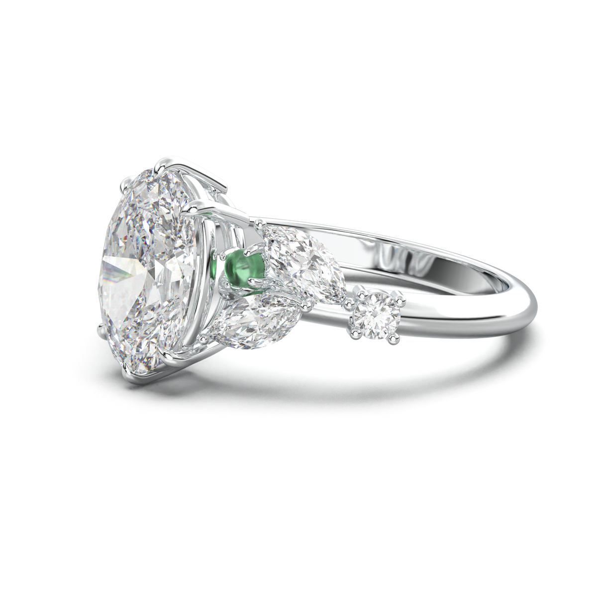 Oval Marquise-Accent Engagement Ring