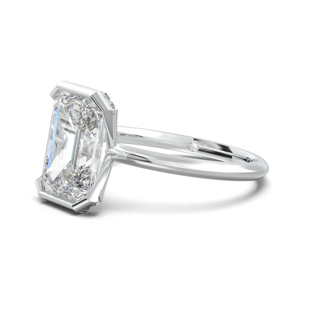 Emerald Hidden Halo Engagement Ring