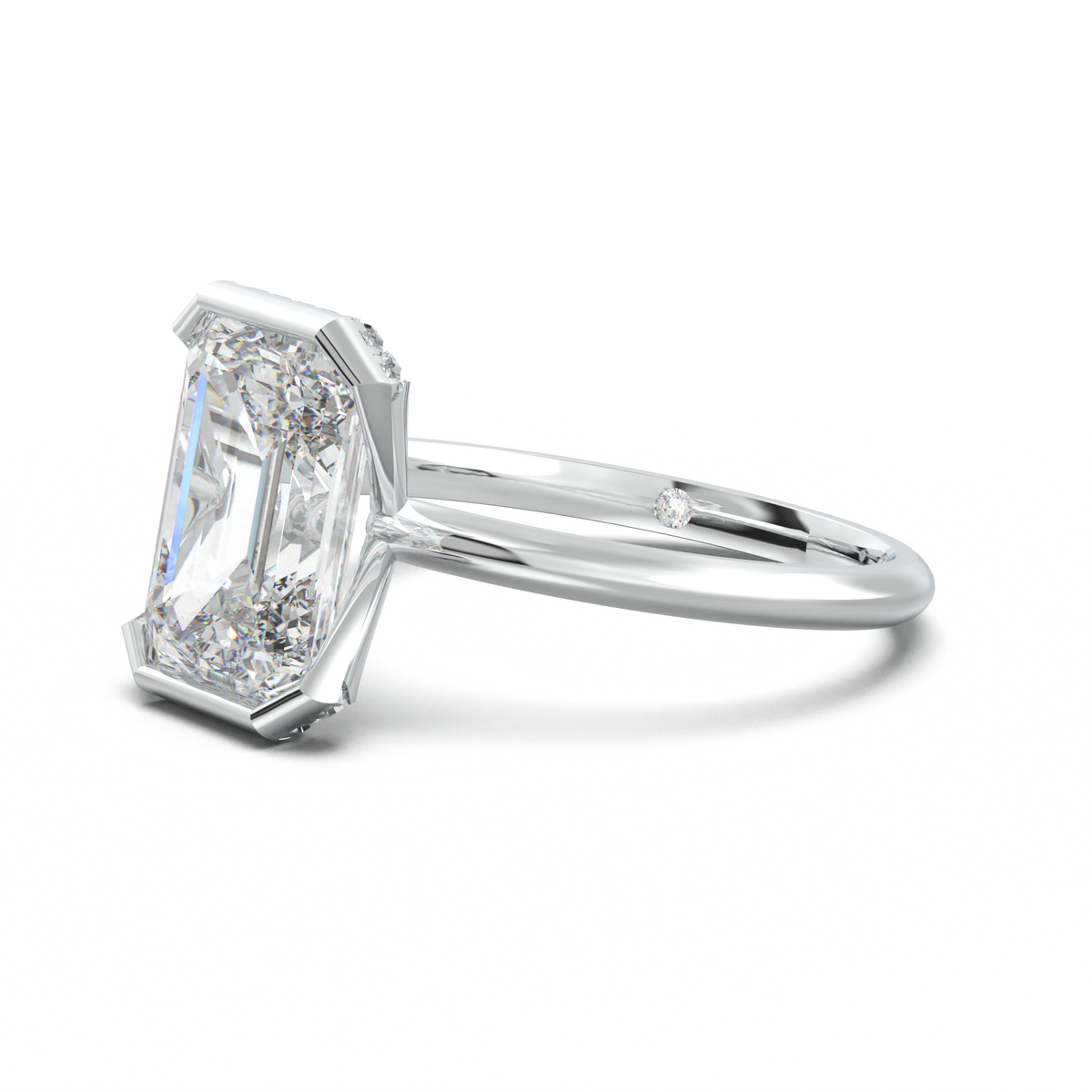 Emerald Hidden Halo Engagement Ring
