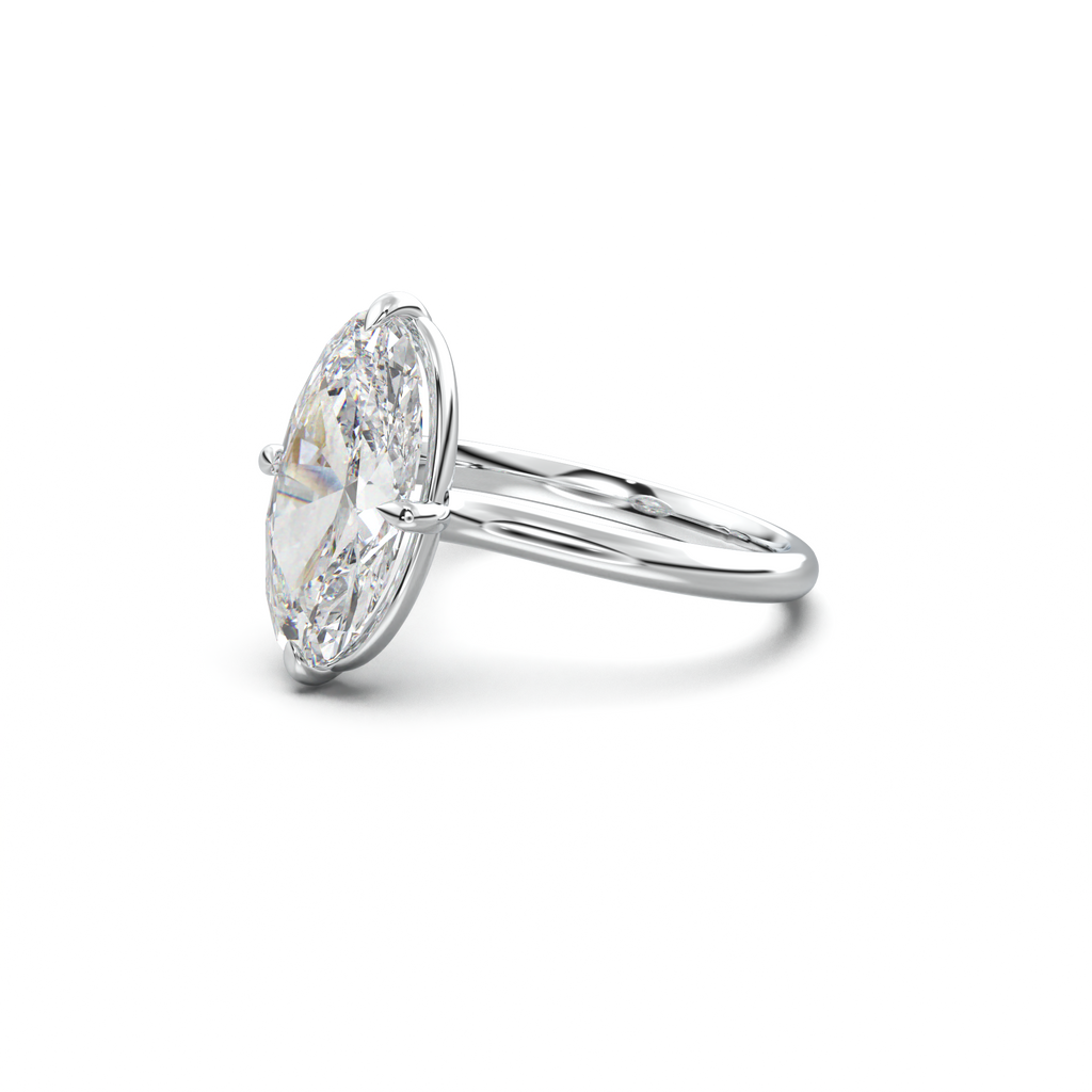 Elongated Moval Solitaire Engagement Ring