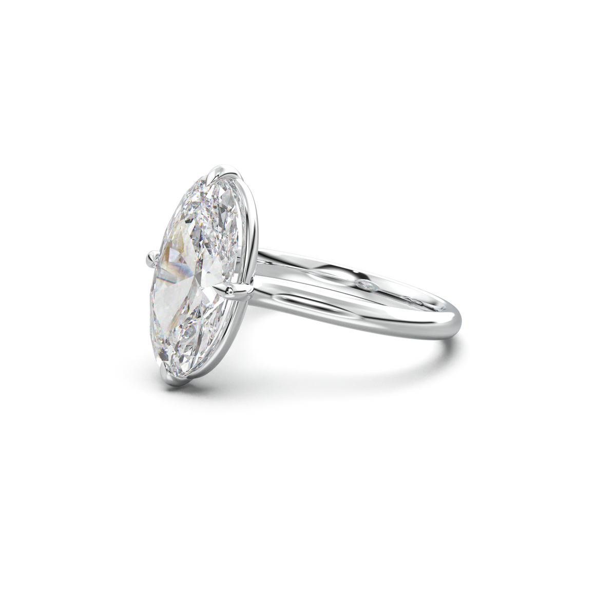 Elongated Moval Solitaire Engagement Ring