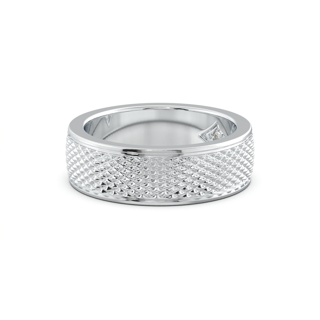Diamond-Cut Textured Men's Wedding Band