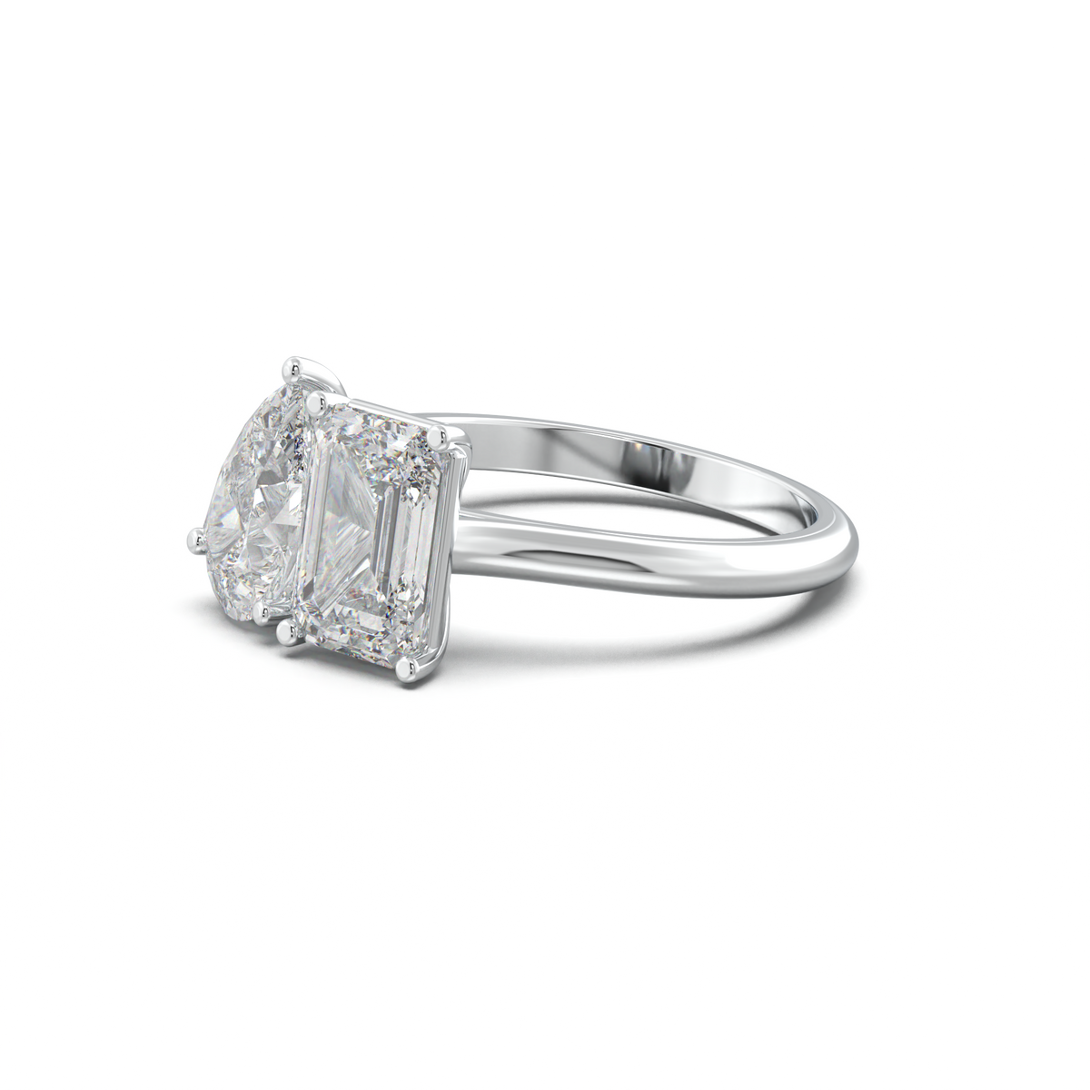 Pear & Emerald Toi et Moi Engagement Ring