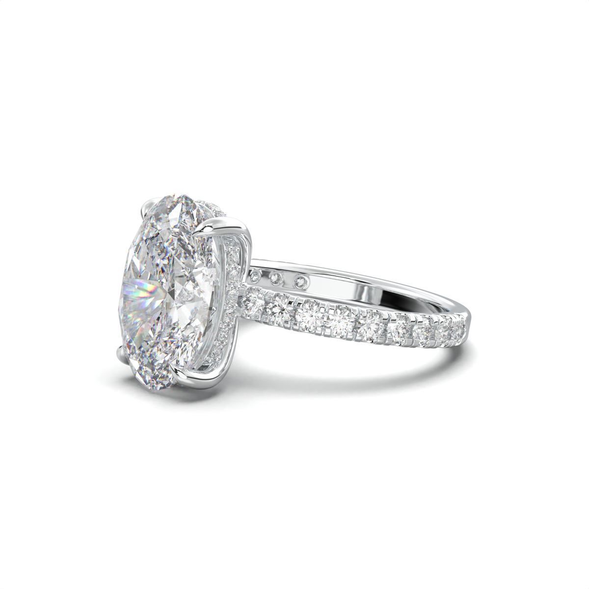 Oval Pavé Hidden Halo Engagement Ring