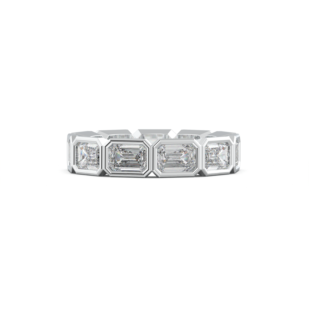 Emerald-Cut Bezel-Style Eternity Wedding Band