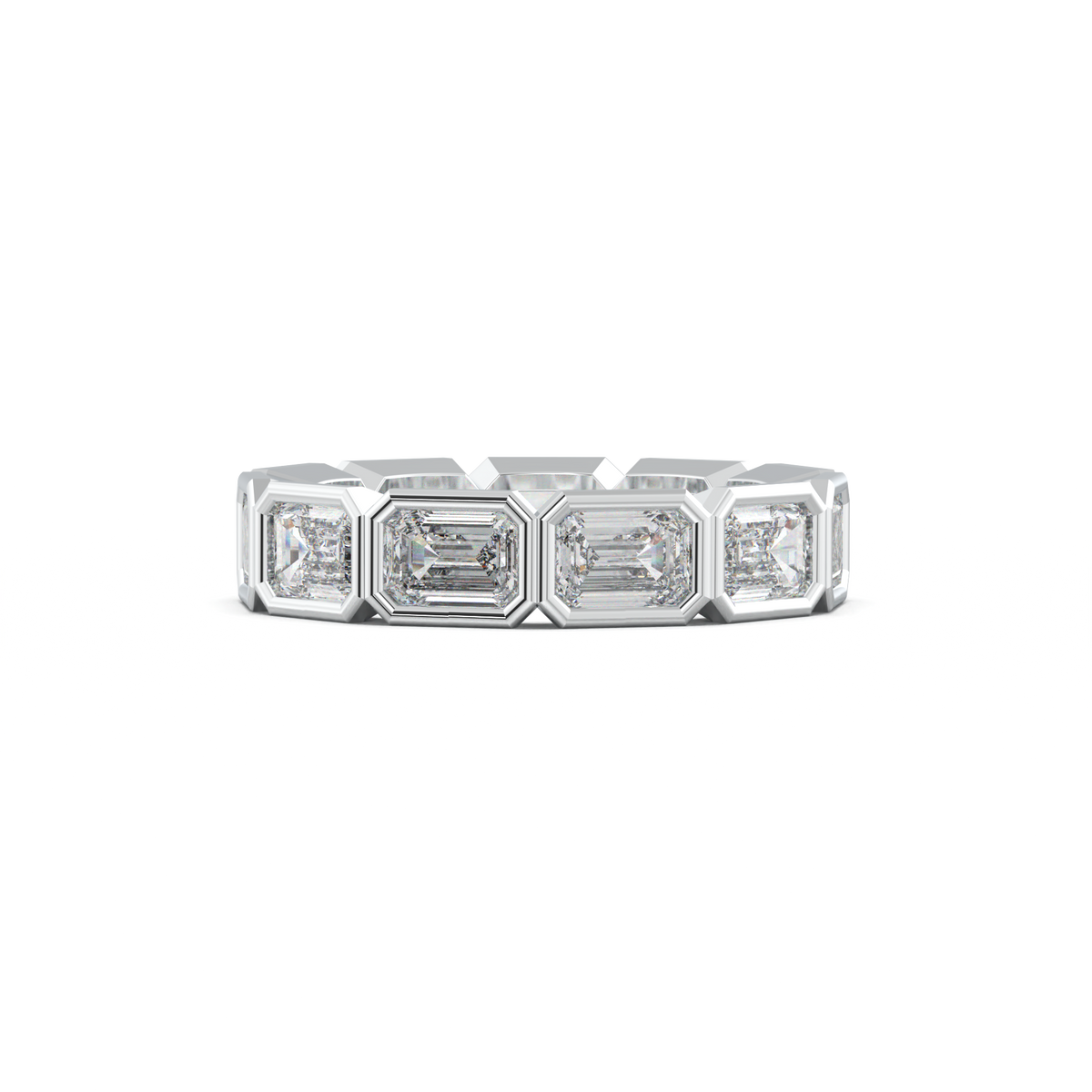 Emerald-Cut Bezel-Style Eternity Wedding Band