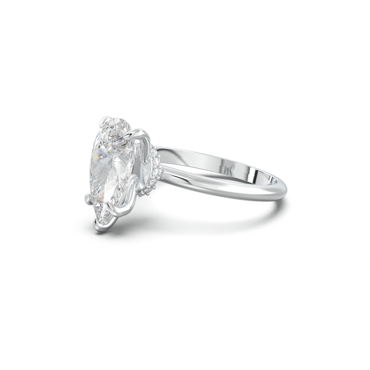 Pear Hidden Halo Engagement Ring