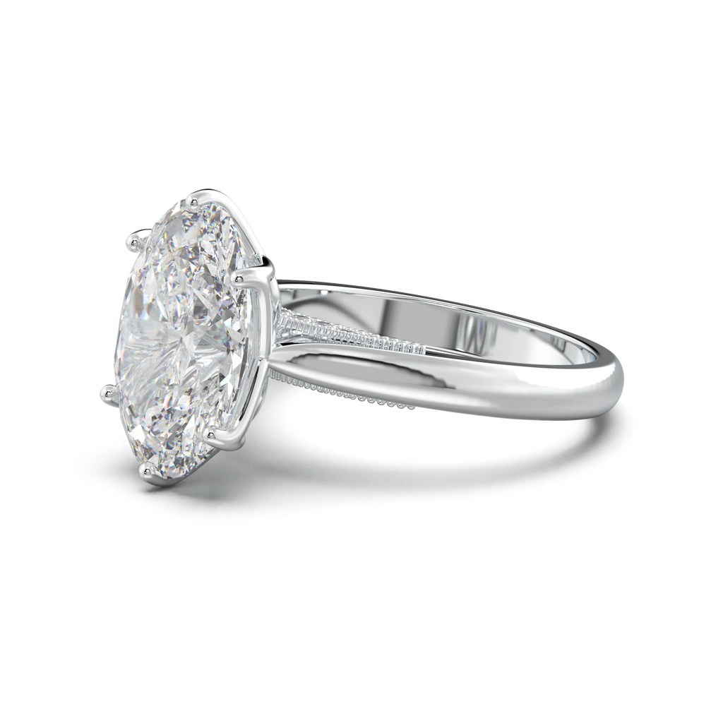 Oval Tulip Setting Hidden bridge Halo Engagement Ring