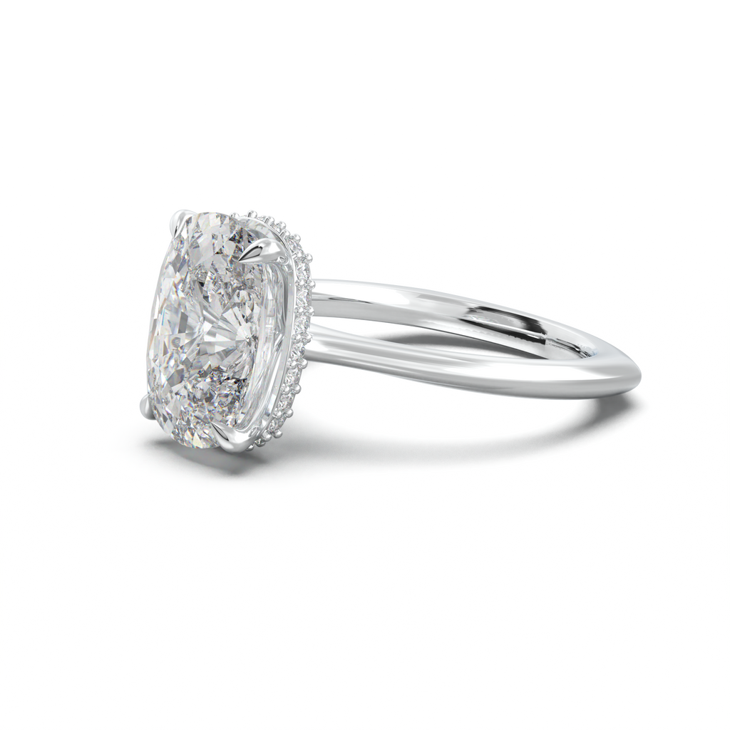 Cushion Hidden Halo Engagement Ring