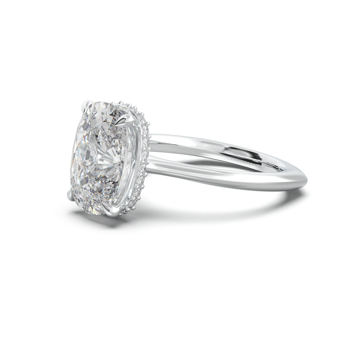 Cushion Hidden Halo Engagement Ring