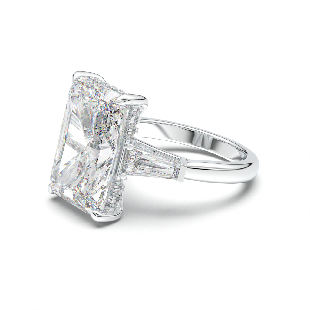 Radiant Baguette Hidden Halo Engagement Ring