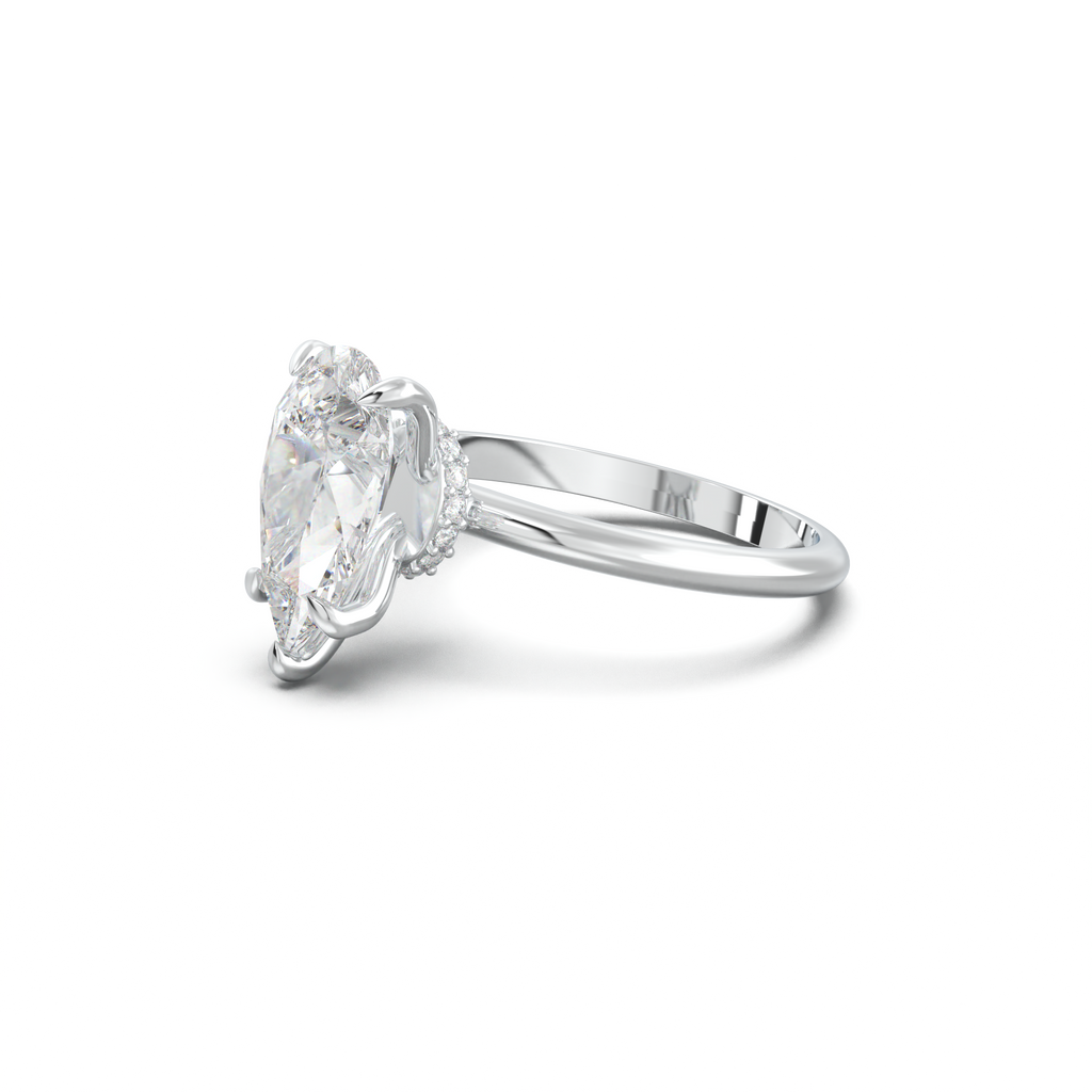Pear Hidden Halo Engagement Ring