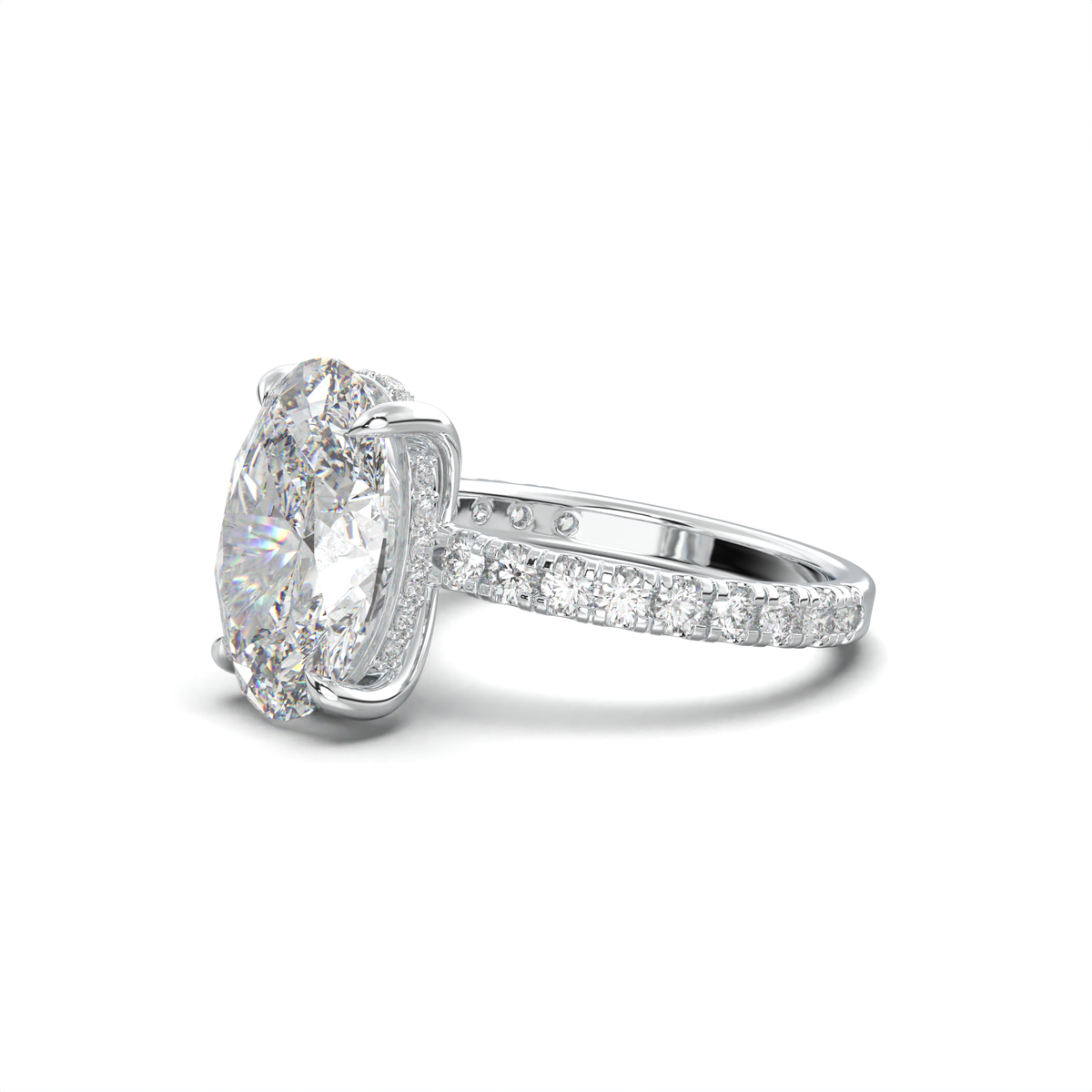 Oval Pavé Hidden Halo Engagement Ring