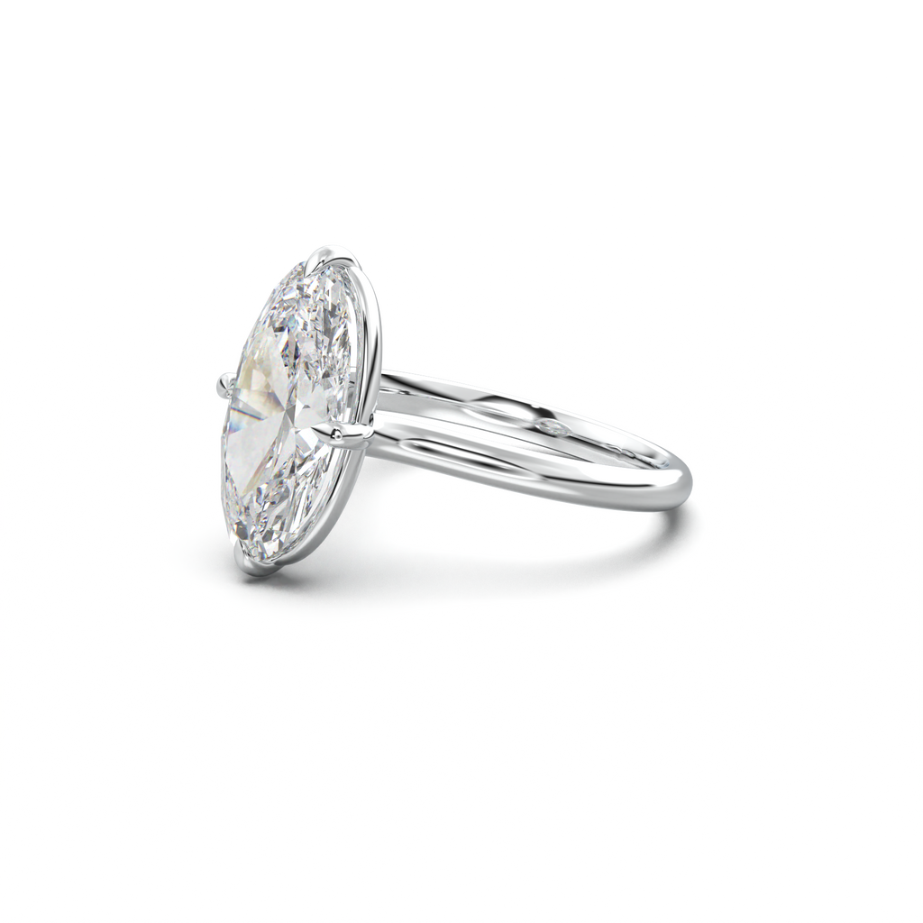 Elongated Moval Solitaire Engagement Ring